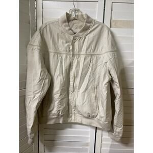 David Taylor Golf Lightweight Bomber Jacket Beige Men’s Size Large Vtg Full Zip